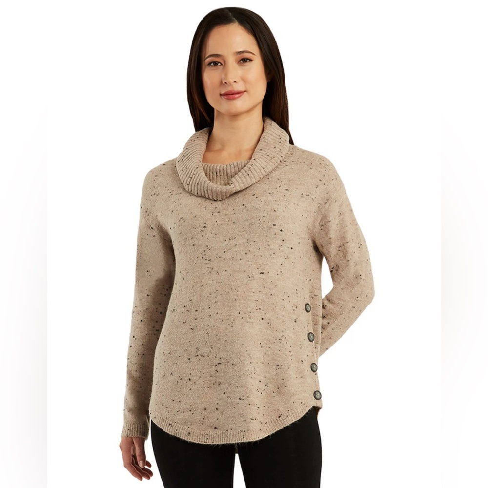 AB Studio Fleck Taupe Cowlneck Sweater l Heather Taupe l L